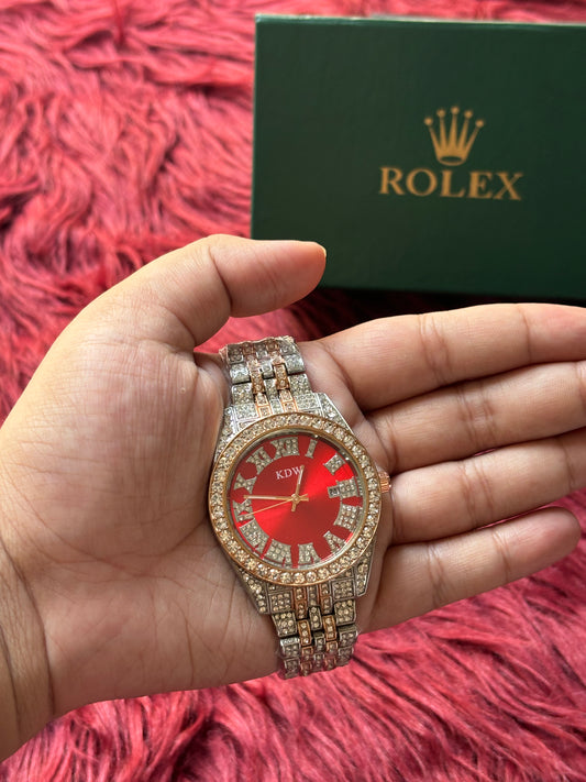 KDW Iced Out Watch (Red)